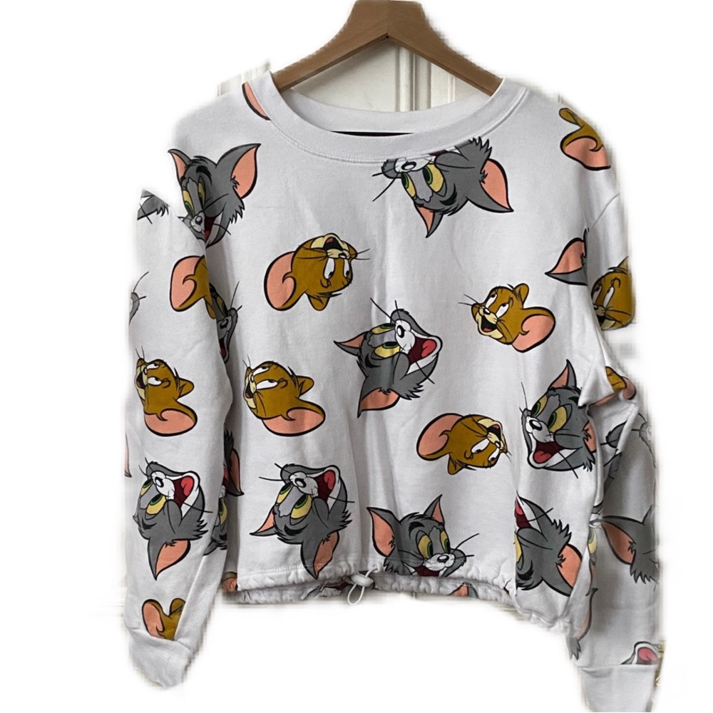 Tom and Jerry Sweatshirt Cropped Long Sleeve XL